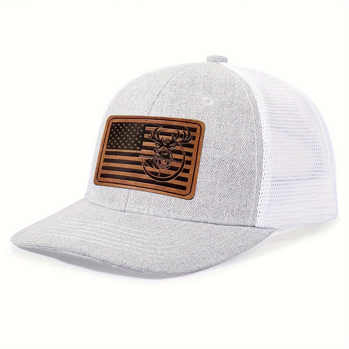 Cappello da camionista da uomo regolabile con bandiera geometrica a testa di cervo - Bianco - Regolabile (circa 21 5/8"-23 5/8") - image 3