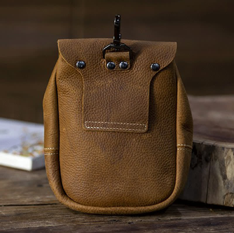 Portafoglio piccolo in stile indiano con coulisse e cintura in pelle di cavallo pazzo - image 4