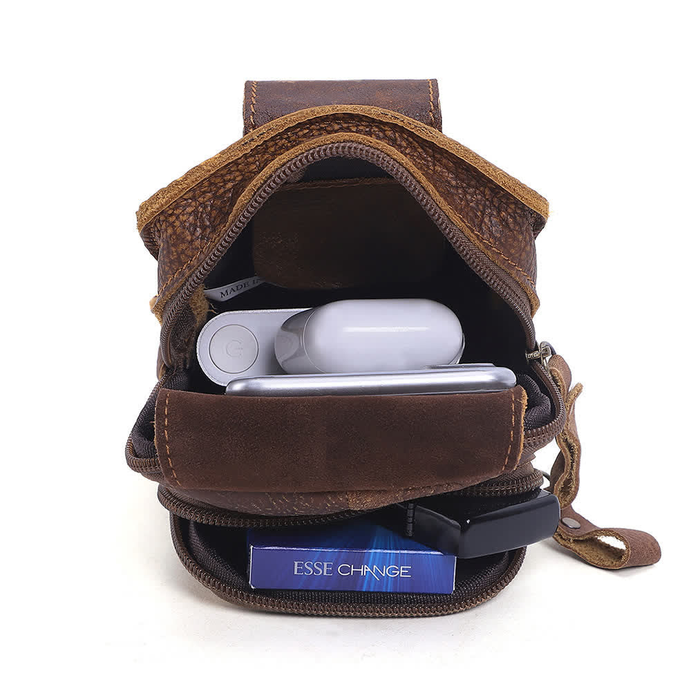 Borsa da viaggio elegante retrò con cerniera in pelle e cintura - image 4