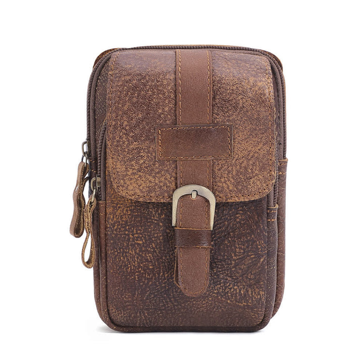 Borsa da viaggio elegante retrò con cerniera in pelle e cintura - image 3