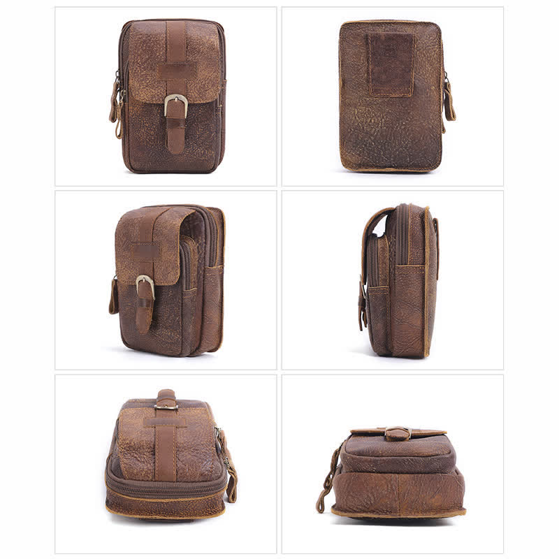 Borsa da viaggio elegante retrò con cerniera in pelle e cintura - image 8