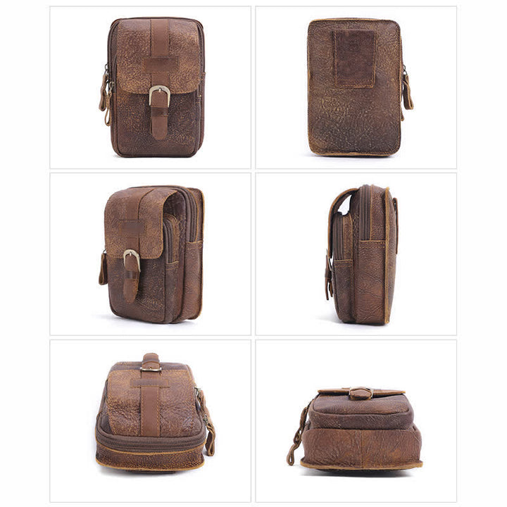 Borsa da viaggio elegante retrò con cerniera in pelle e cintura - image 8