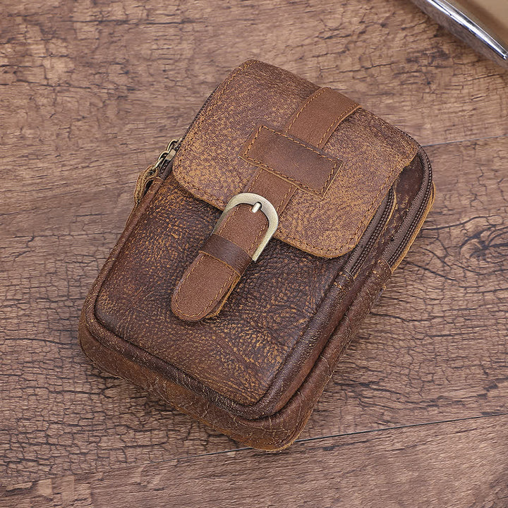 Borsa da viaggio elegante retrò con cerniera in pelle e cintura - image 1