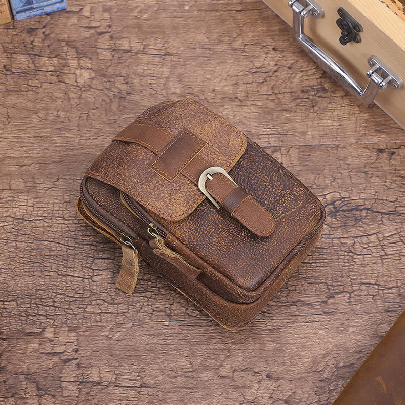 Borsa da viaggio elegante retrò con cerniera in pelle e cintura - image 2