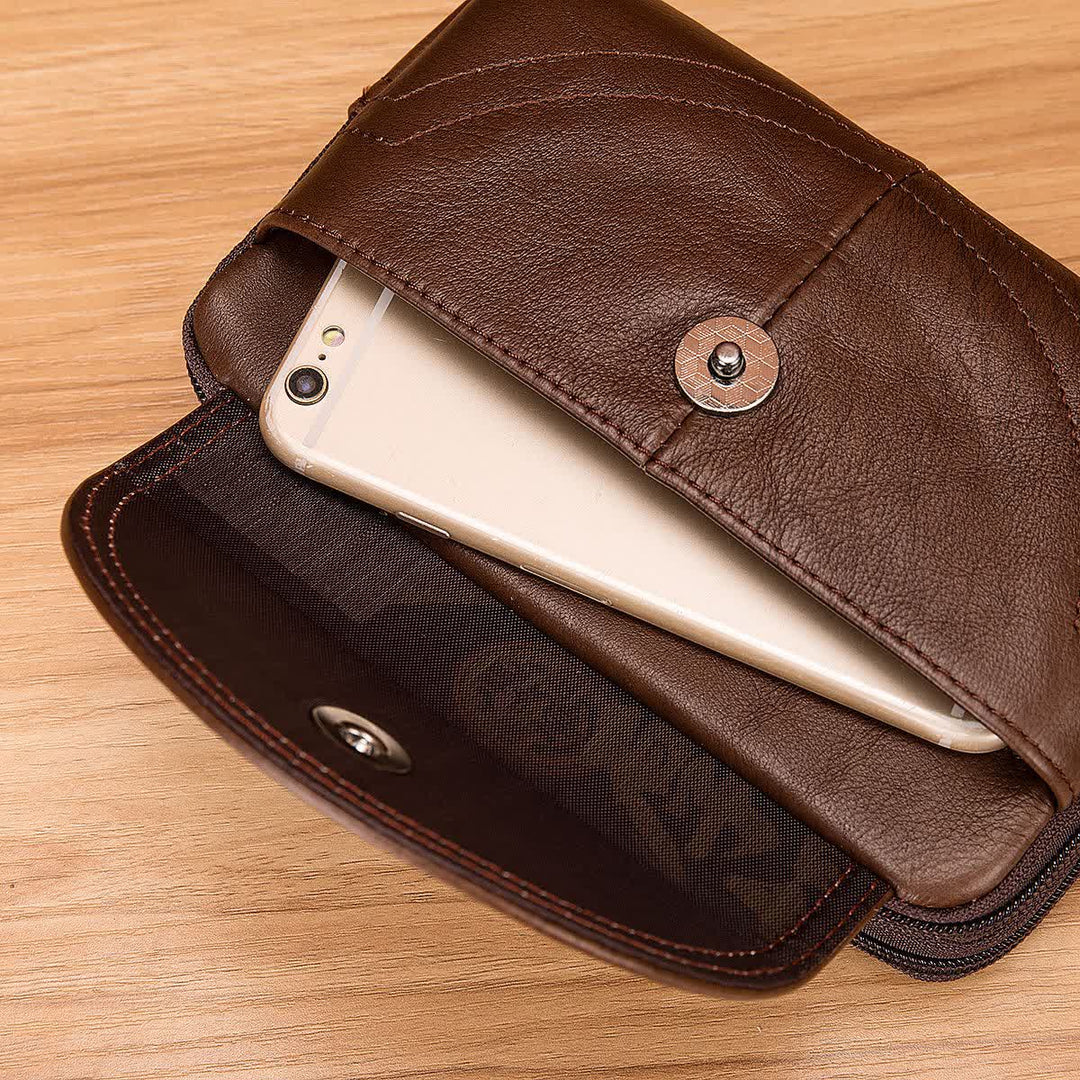 Porta carte Casual Semplice Borsa con cerniera orizzontale in pelle con cintura - image 7