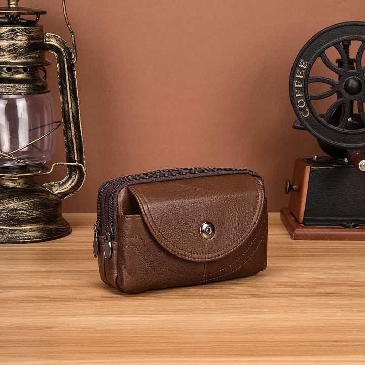 Porta carte Casual Semplice Borsa con cerniera orizzontale in pelle con cintura - image 2