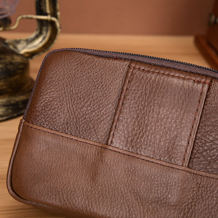 Porta carte Casual Semplice Borsa con cerniera orizzontale in pelle con cintura - image 10