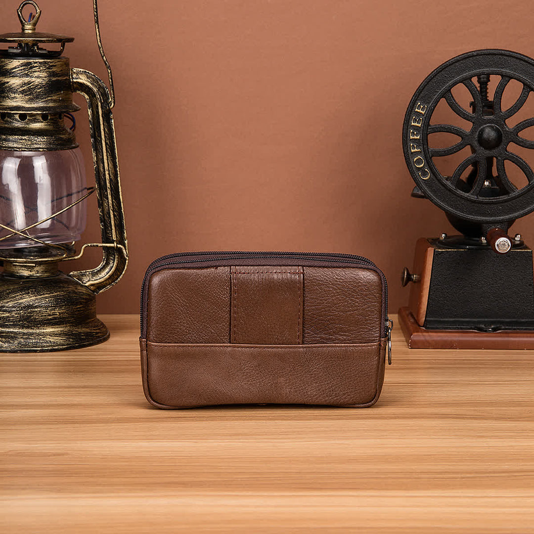 Porta carte Casual Semplice Borsa con cerniera orizzontale in pelle con cintura - image 4