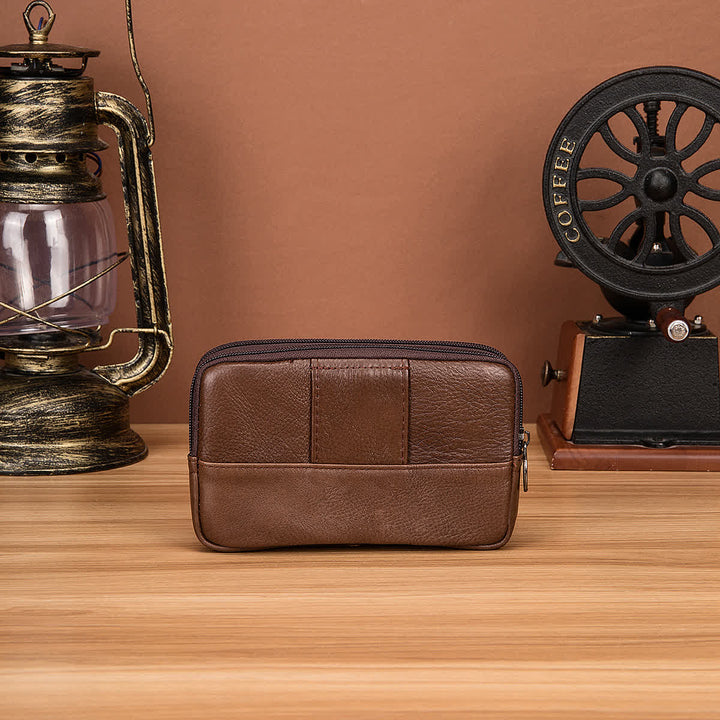 Porta carte Casual Semplice Borsa con cerniera orizzontale in pelle con cintura - image 4