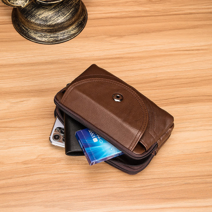Porta carte Casual Semplice Borsa con cerniera orizzontale in pelle con cintura - image 6