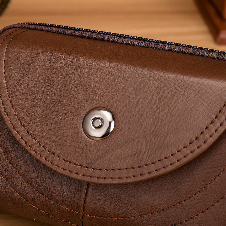 Porta carte Casual Semplice Borsa con cerniera orizzontale in pelle con cintura - image 9