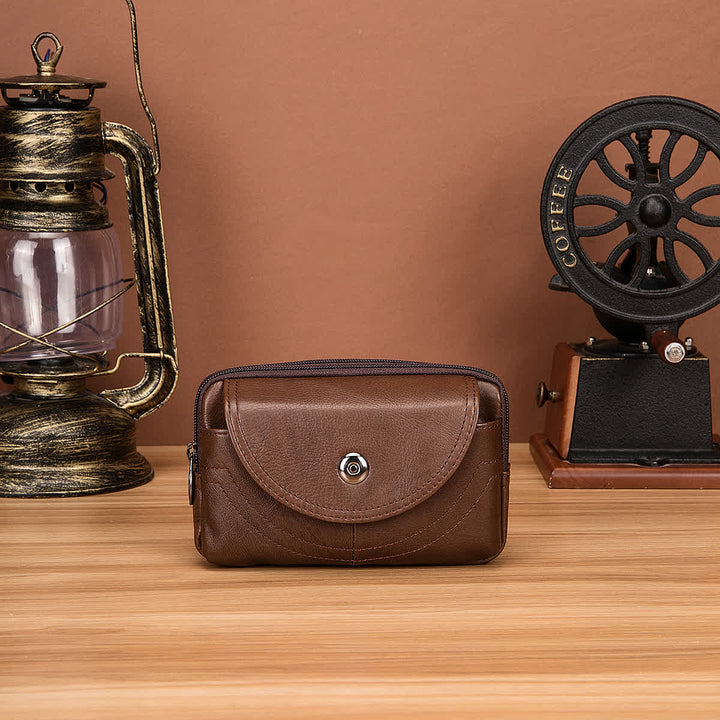 Porta carte Casual Semplice Borsa con cerniera orizzontale in pelle con cintura - image 1