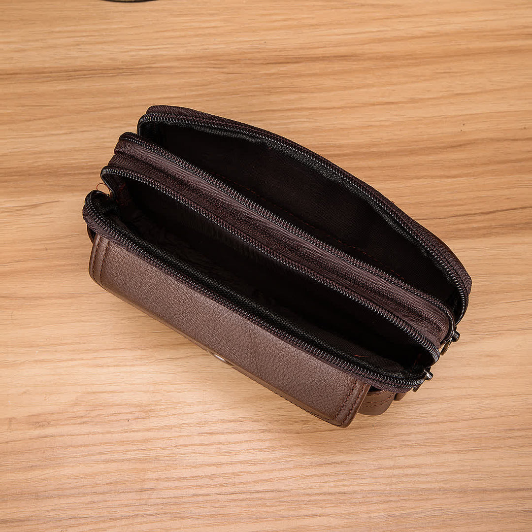 Porta carte Casual Semplice Borsa con cerniera orizzontale in pelle con cintura - image 8