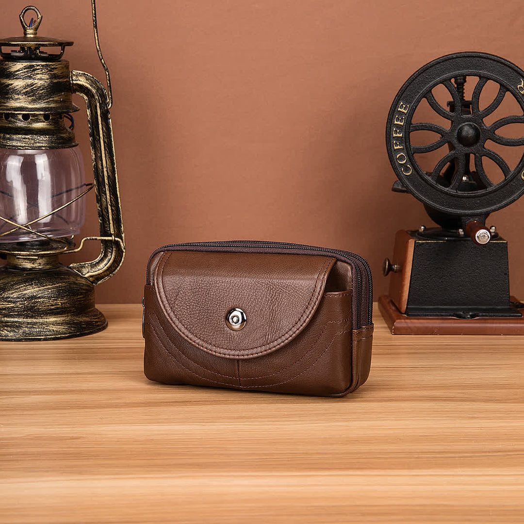 Porta carte Casual Semplice Borsa con cerniera orizzontale in pelle con cintura - image 3