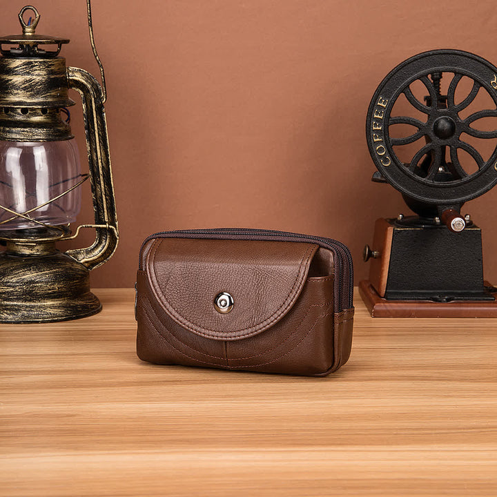 Porta carte Casual Semplice Borsa con cerniera orizzontale in pelle con cintura - image 3