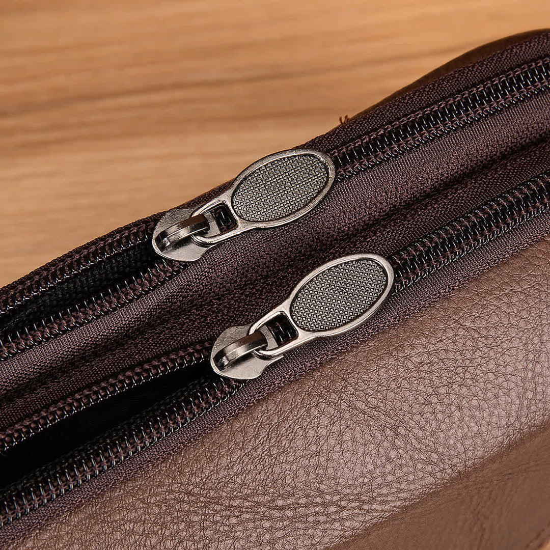 Porta carte Casual Semplice Borsa con cerniera orizzontale in pelle con cintura - image 11