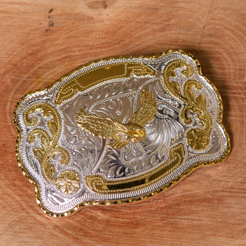 Cintura in pelle con fibbia da cowboy western fai da te con aquila volante dorata - image 1