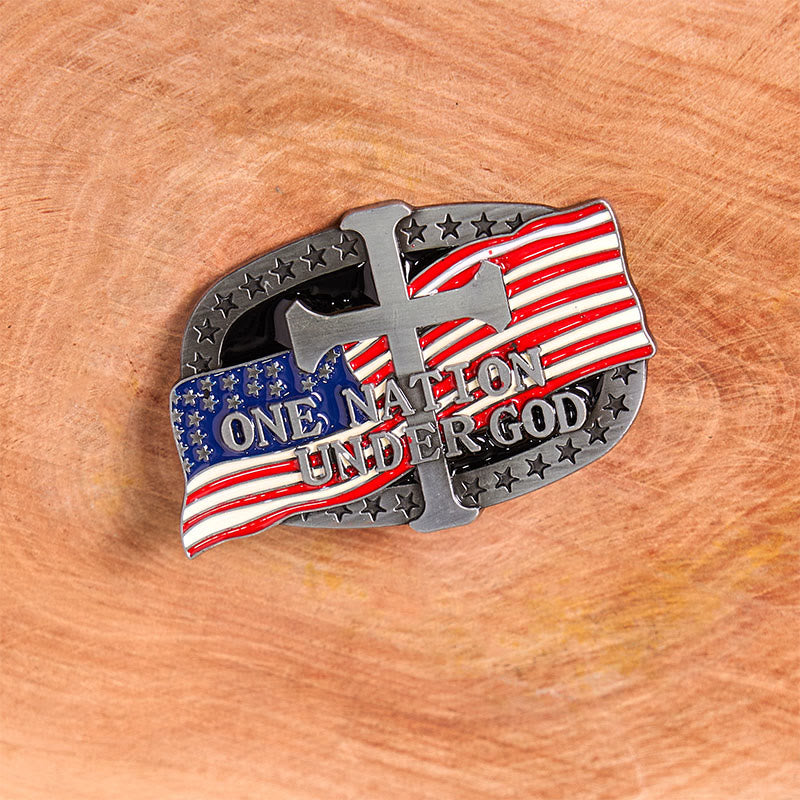 Cintura in pelle con fibbia western fai da te One Nation Under God - image 1