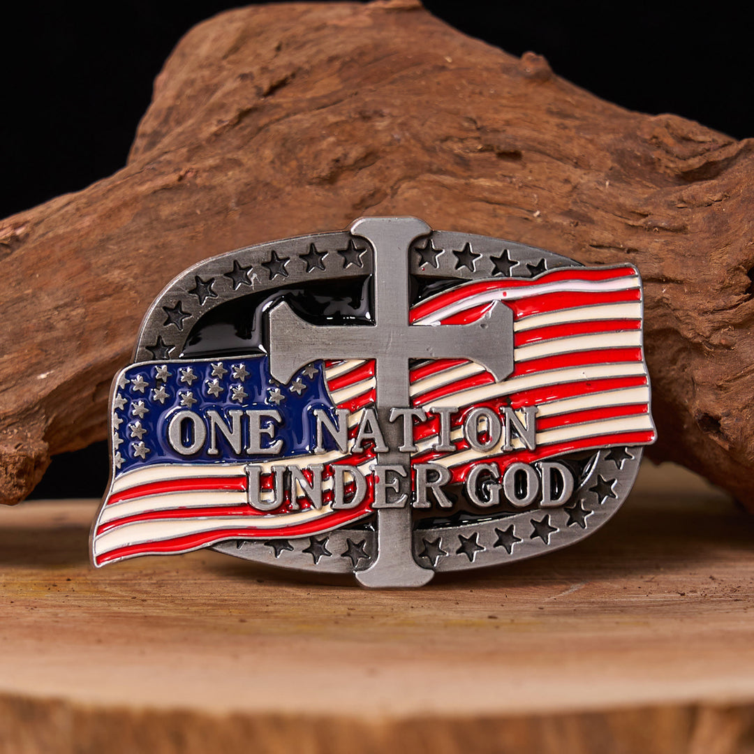 Cintura in pelle con fibbia western fai da te One Nation Under God - Una nazione sotto Dio - Senza cintura - Cintura non inclusa - image 0