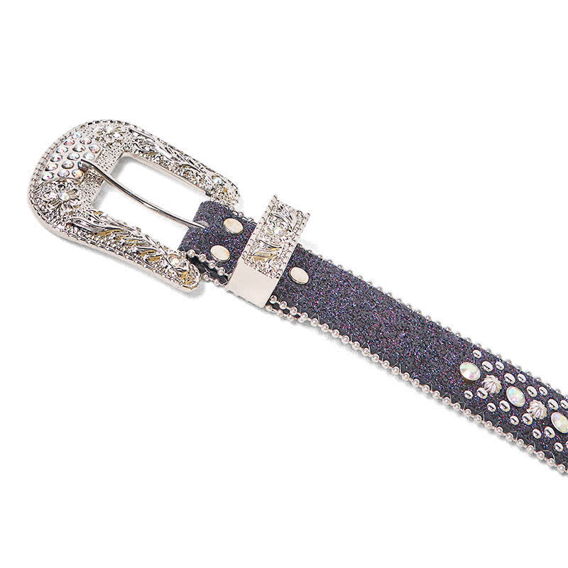 Cintura in pelle con strass punk hip hop da donna - image 7
