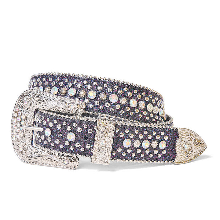 Cintura in pelle con strass punk hip hop da donna - Strass punk - 44 - image 0