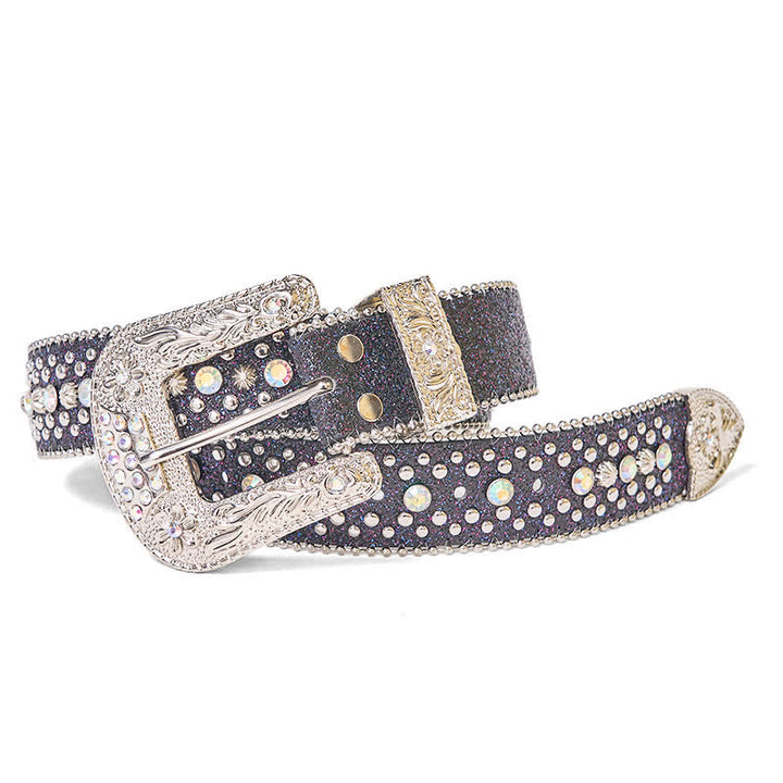 Cintura in pelle con strass punk hip hop da donna - image 4