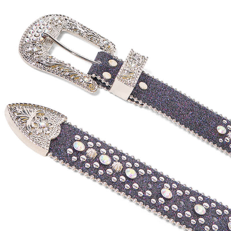 Cintura in pelle con strass punk hip hop da donna - image 6