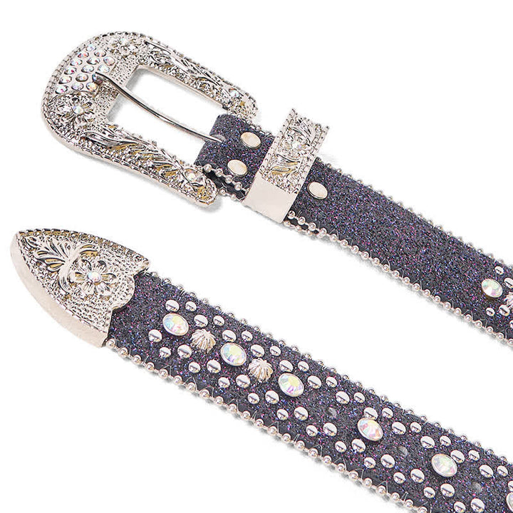 Cintura in pelle con strass punk hip hop da donna - image 6