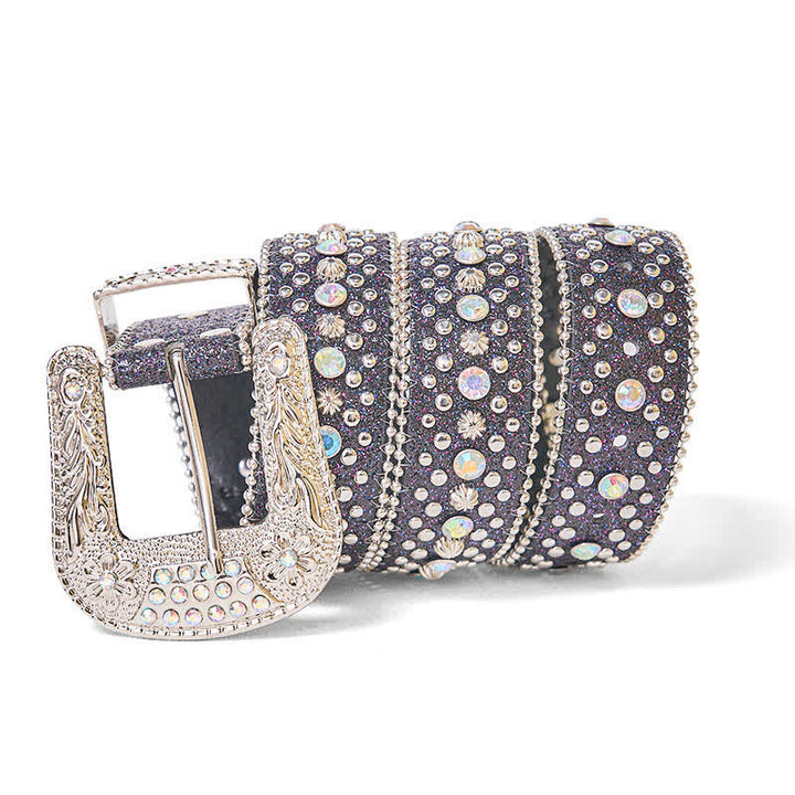 Cintura in pelle con strass punk hip hop da donna - image 1