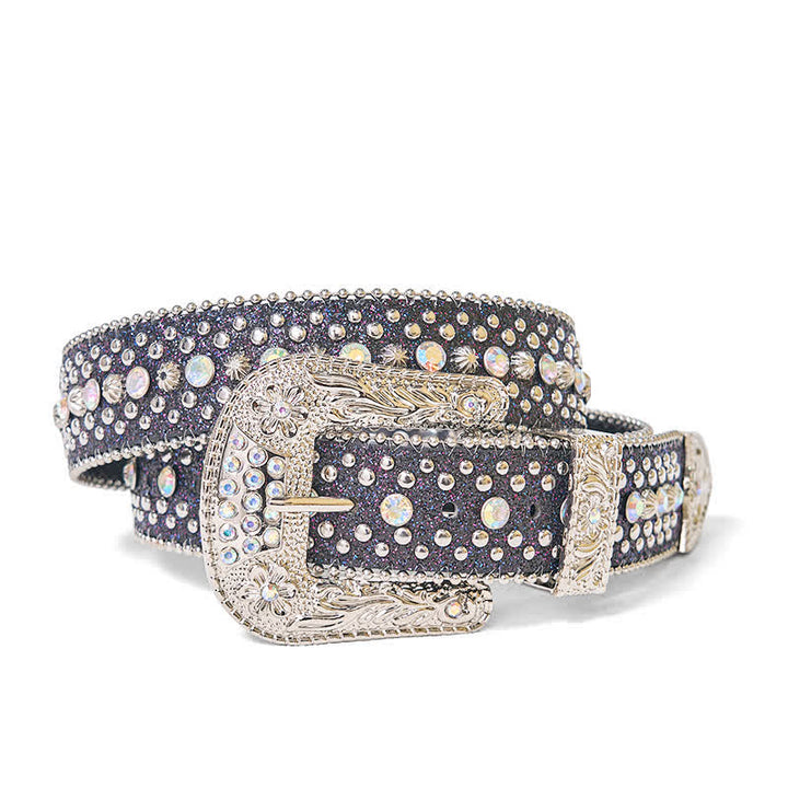 Cintura in pelle con strass punk hip hop da donna - image 3