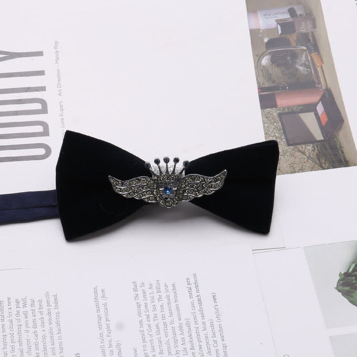 Papillon decorativo in metallo con strass in velluto grazioso da uomo - Stile n. 6 - image 6