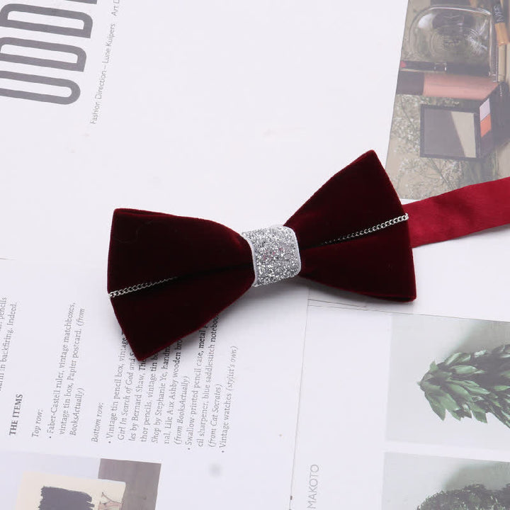 Papillon decorativo in metallo con strass in velluto grazioso da uomo - Stile n. 3 - image 3
