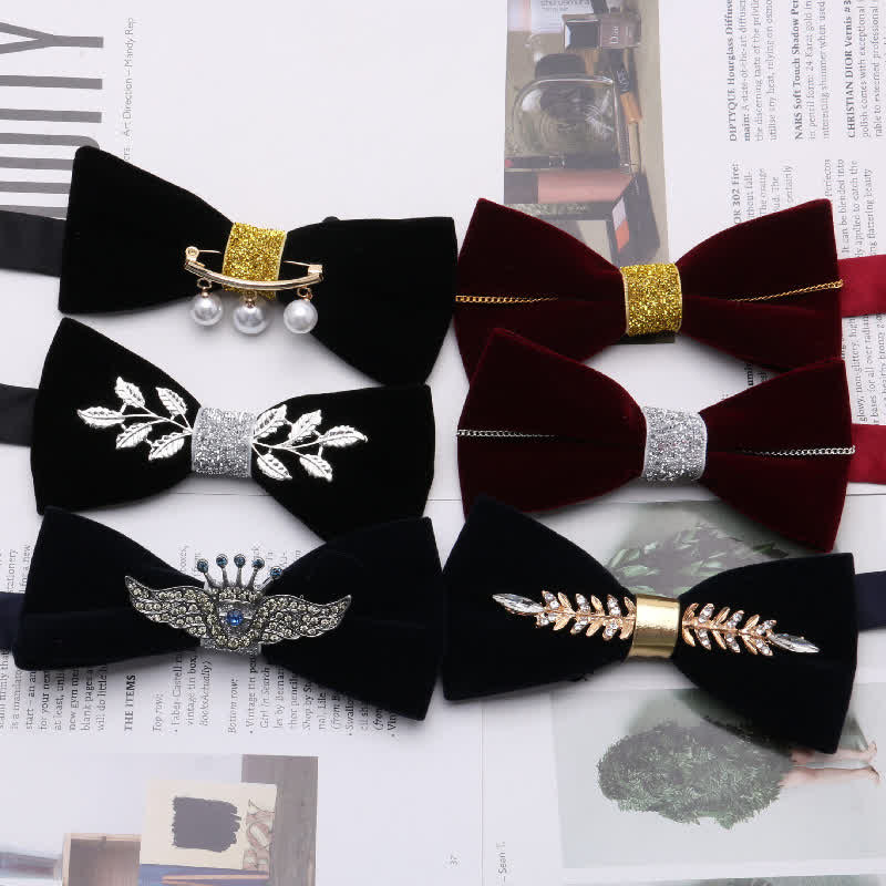 Papillon decorativo in metallo con strass in velluto grazioso da uomo - image 0