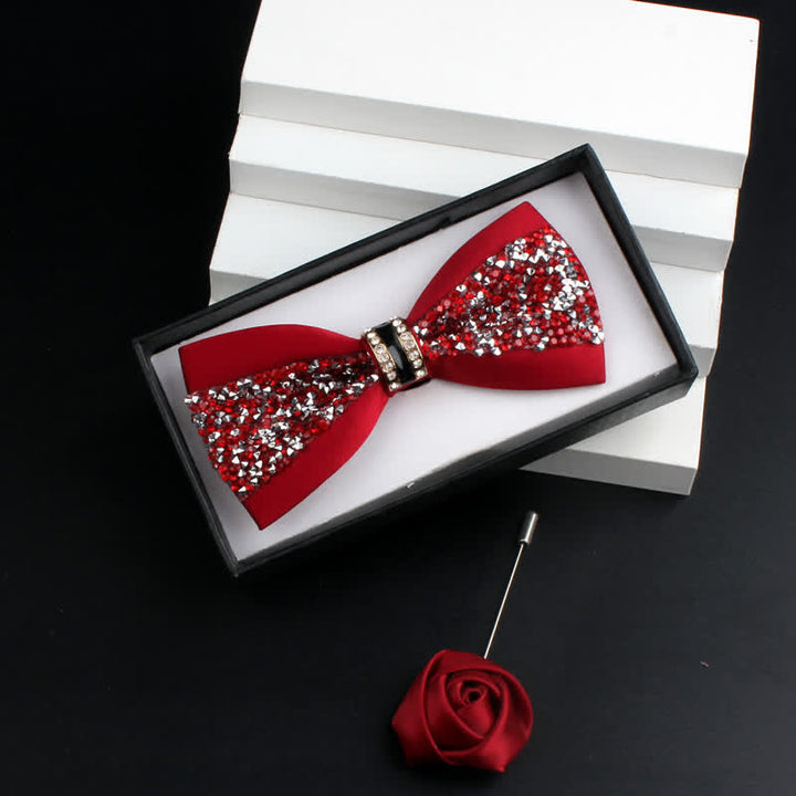 Set di 2 papillon con corpetto rosso e strass lucido da uomo - Rosso #2 - Papillon + Corsage - image 6