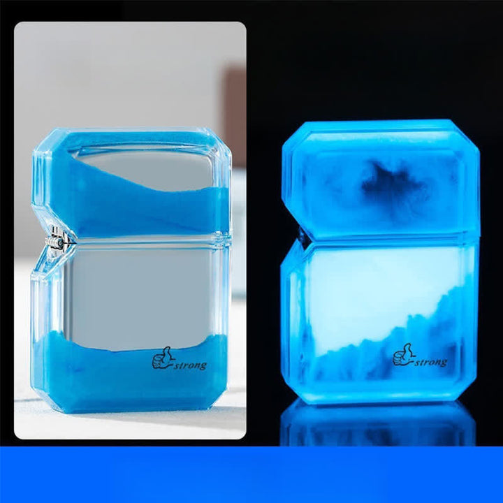 Accendino a butano ricaricabile Quicksand di colore fluorescente fresco - Blu - image 4