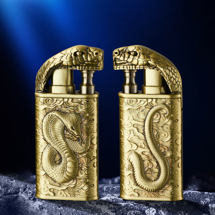 Accendino a butano ricaricabile con doppia fiamma e stampa coccodrillo selvatico - Verga d'oro - Incisione su entrambi i lati - image 12