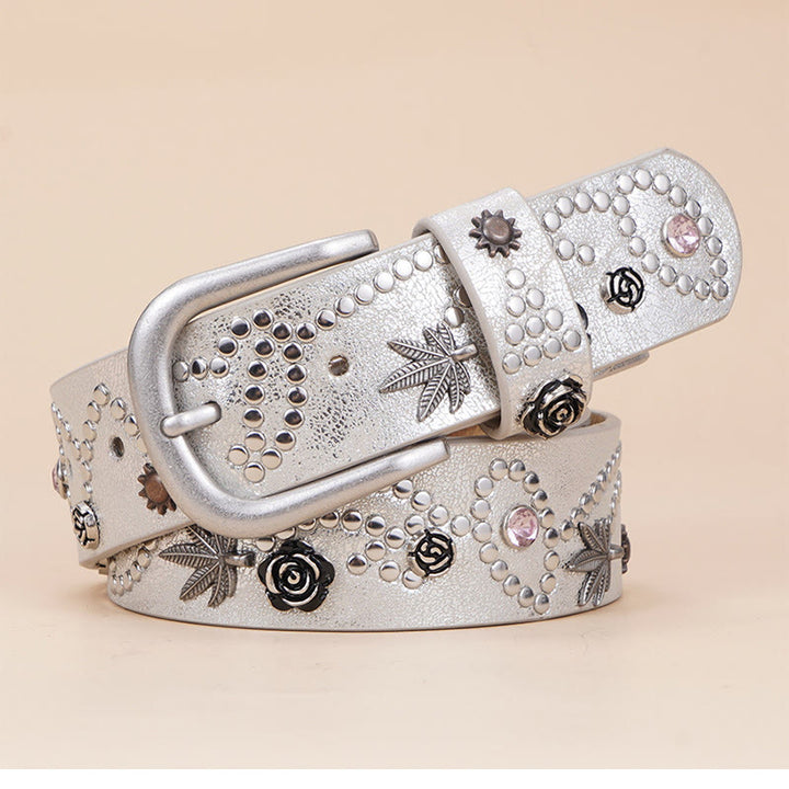 Cintura con fibbia ad ardiglione da donna in stile western da cowgirl - Argento - 42 - image 9