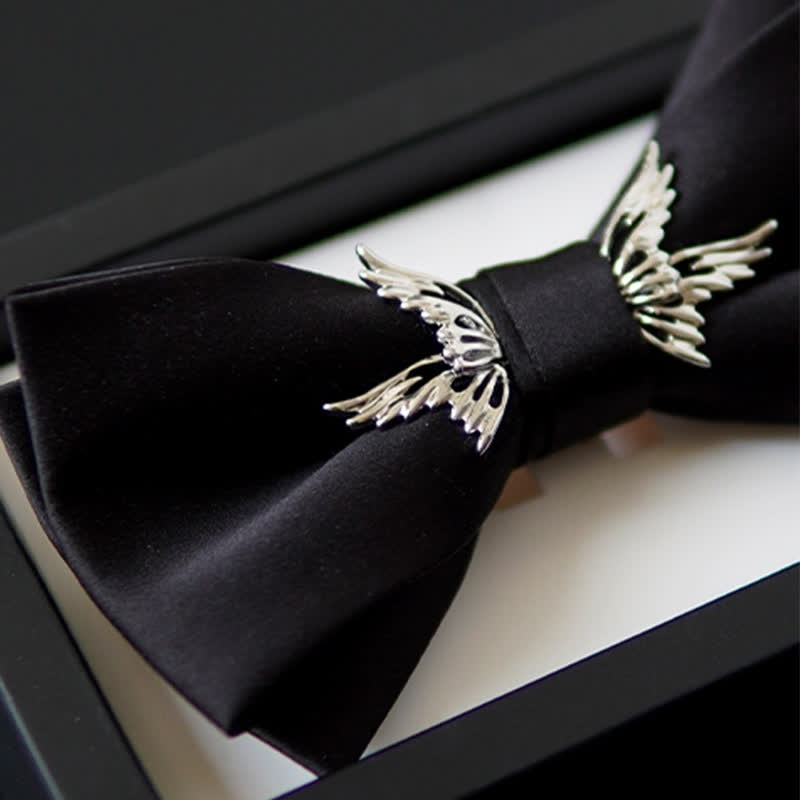 Papillon nero elegante con ali volanti in argento da uomo - image 4