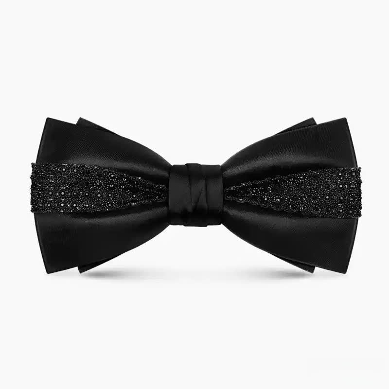 Papillon da uomo con catena in metallo con strass scintillanti di lusso - Nero - image 5