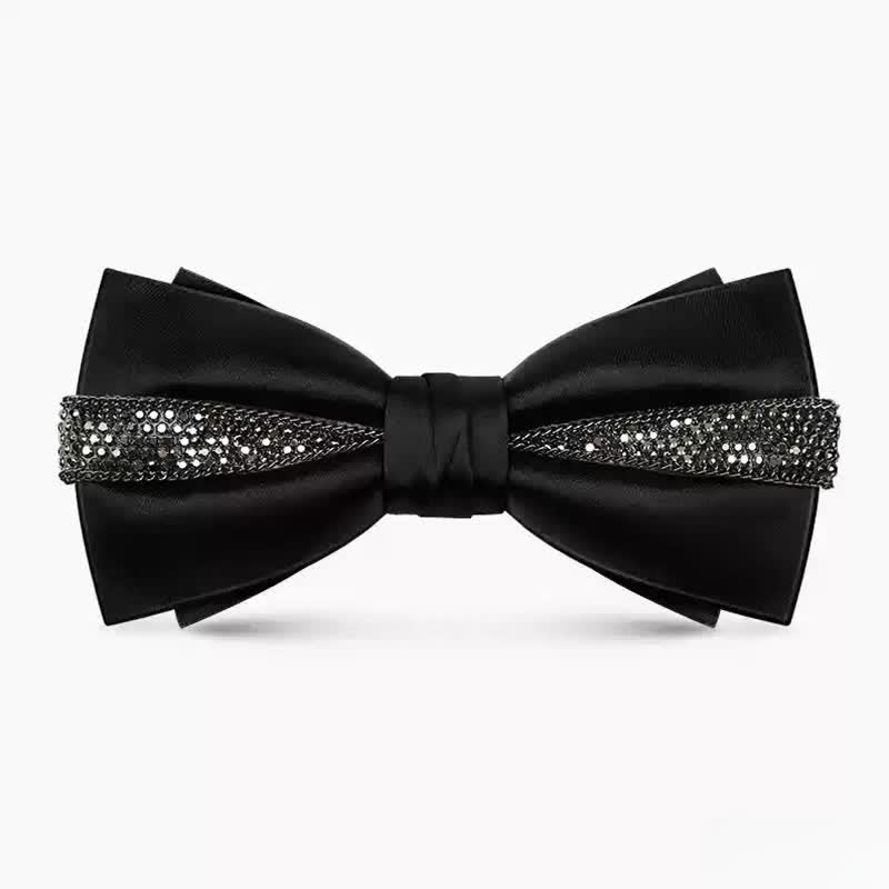 Papillon da uomo con catena in metallo con strass scintillanti di lusso - Grigio - image 6