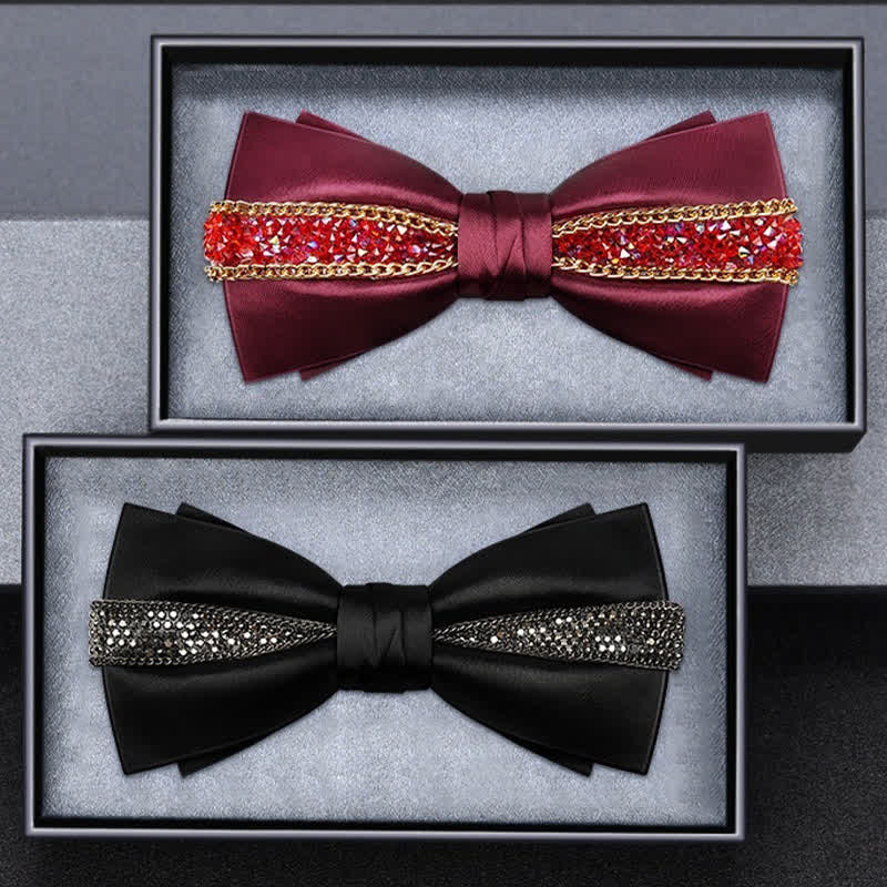 Papillon da uomo con catena in metallo con strass scintillanti di lusso - image 1