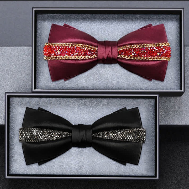 Papillon da uomo con catena in metallo con strass scintillanti di lusso - image 1