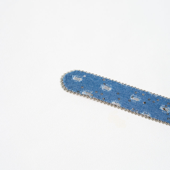 Cintura in pelle con fibbia a farfalla in denim da donna - image 7