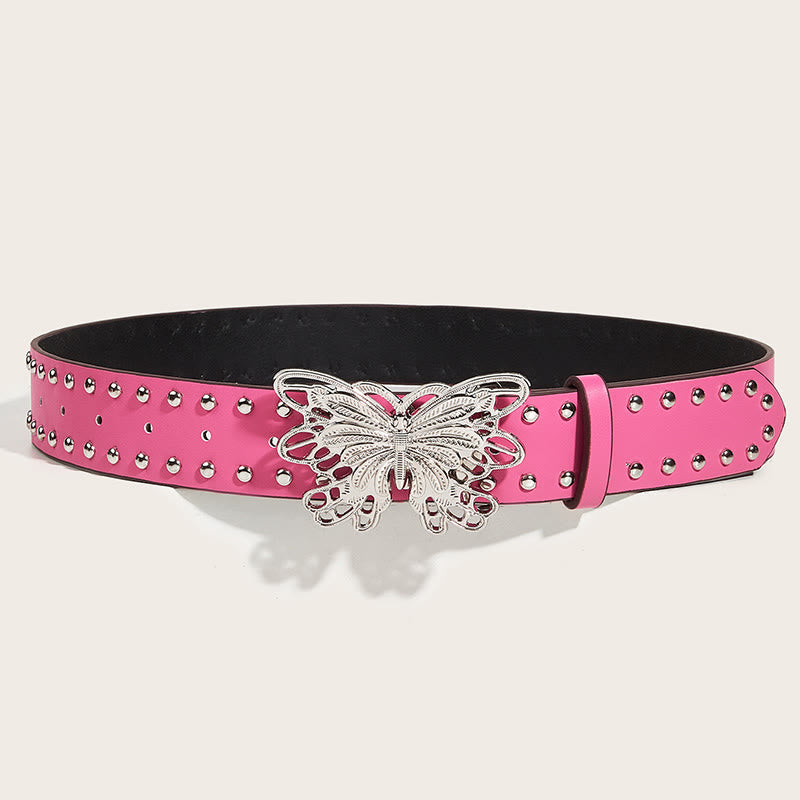Cintura in pelle con fibbia a farfalla borchiata da donna stile western da cowgirl - image 5