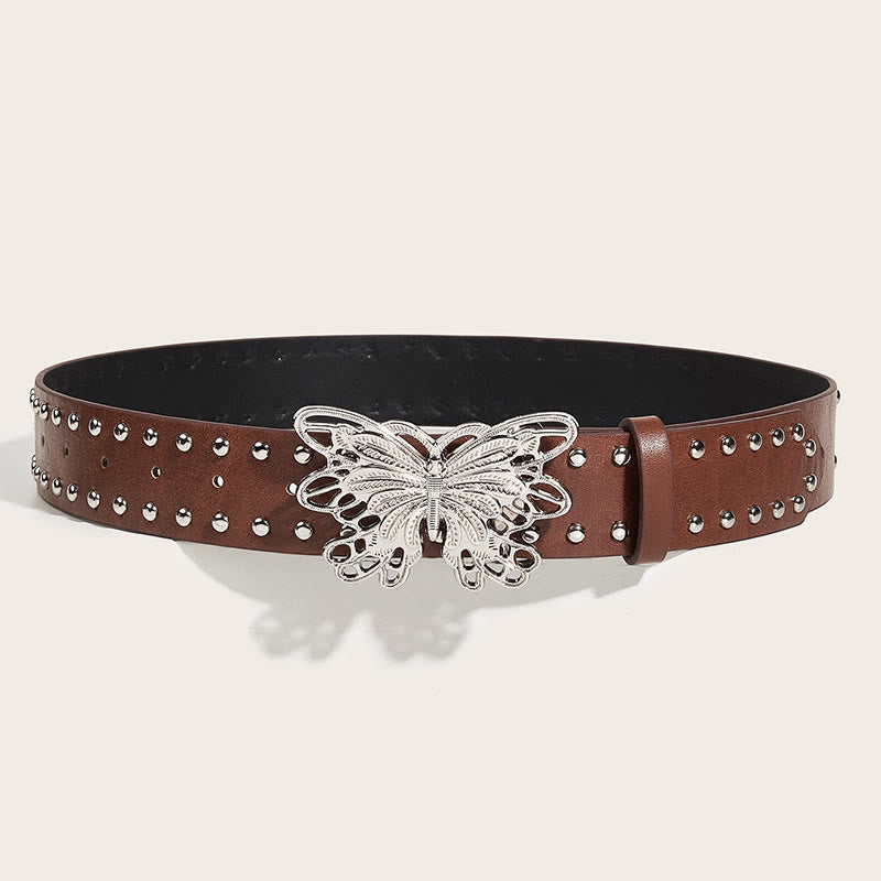 Cintura in pelle con fibbia a farfalla borchiata da donna stile western da cowgirl - image 9