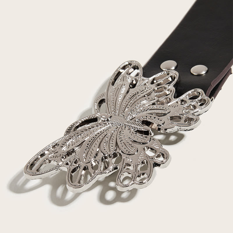 Cintura in pelle con fibbia a farfalla borchiata da donna stile western da cowgirl - image 3