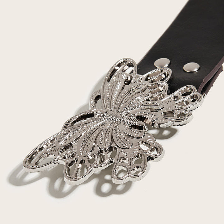 Cintura in pelle con fibbia a farfalla borchiata da donna stile western da cowgirl - image 3