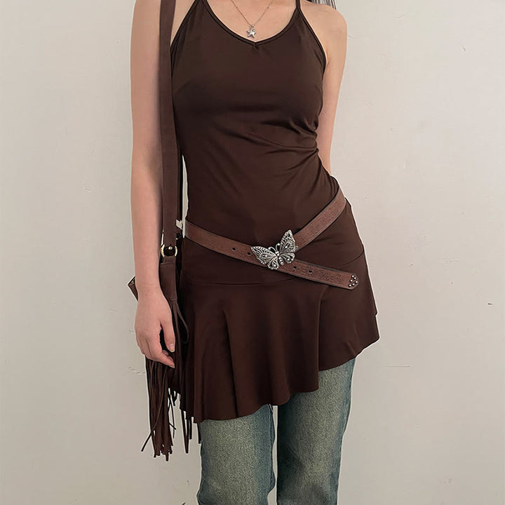 Cintura in pelle con fibbia a farfalla floreale in rilievo da donna, stile cowgirl - image 2