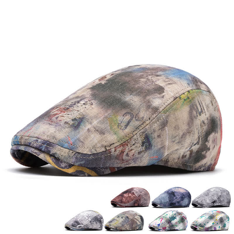 Cappello basco in cotone tinto a nodi con motivo graffiti - image 0