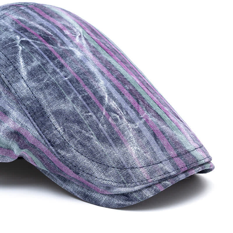 Cappello basco da giornalaio a righe con graffiti e tintura a nodi - image 1